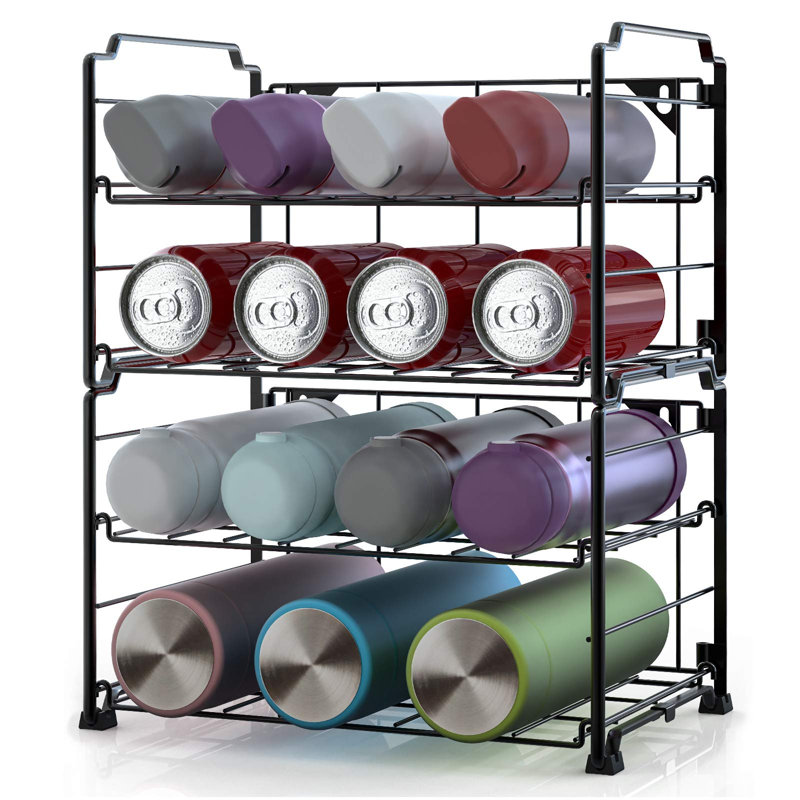 Ensemble de 2 supports de rangement pour bouteilles d'eau réglables, support de rangement pour bouteilles d'eau empilable à 2 niveaux pour comptoirs de cuisine, garde-manger, armoire, argent