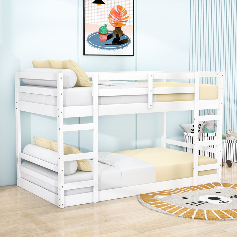 Bunk Bed With Ladder, White, Twin Over Twin