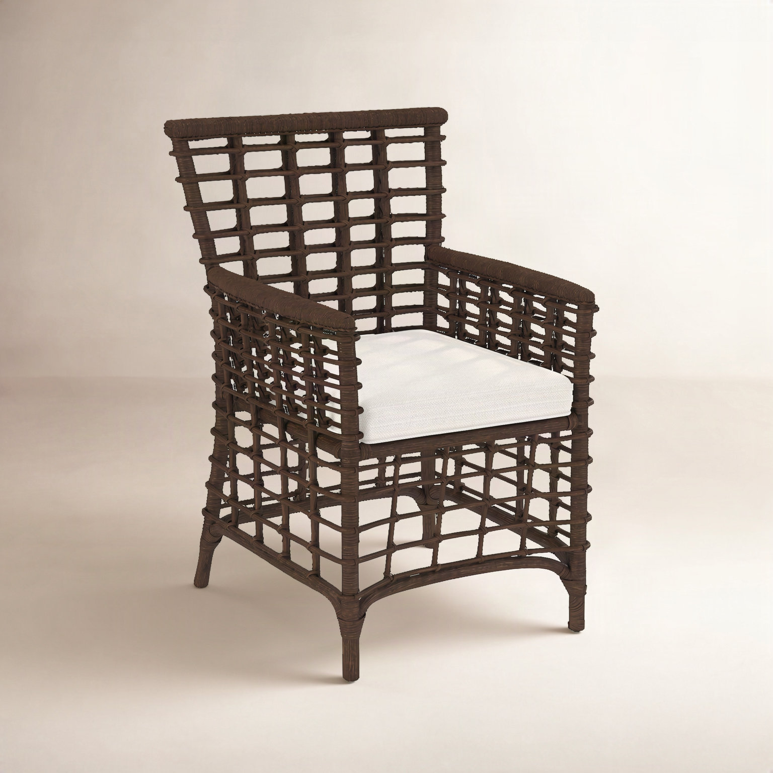 Luca Dining Armchair, Java, White Textured Performance