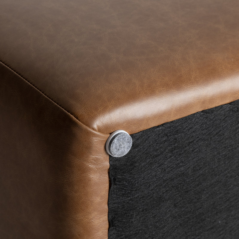 Repose-pieds carré en cuir véritable, Cuir véritable cognac