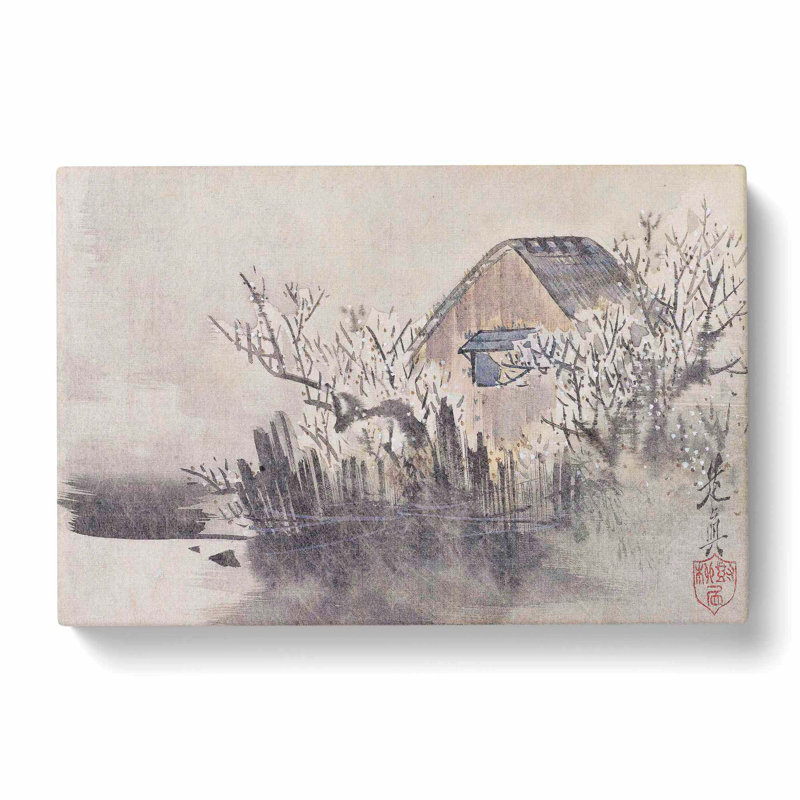 Hut By The Lake by Shibata Zeshin - Wrapped Canvas Painting, 35cm H x 50cm W x 3cm D