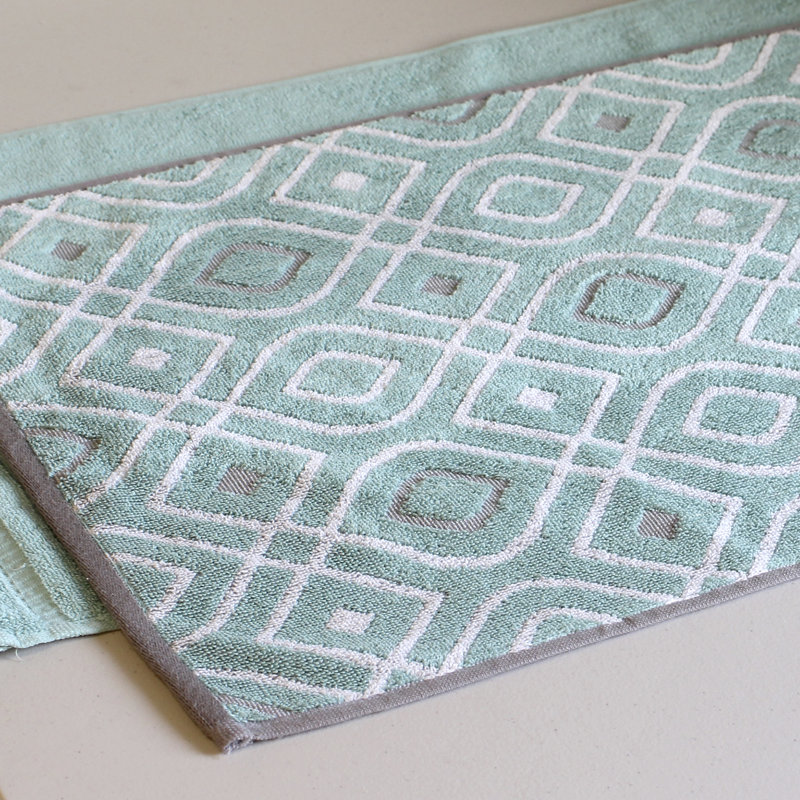 Aqua Egyptian Cotton 6-Piece Towel Set with Diamond Pattern
