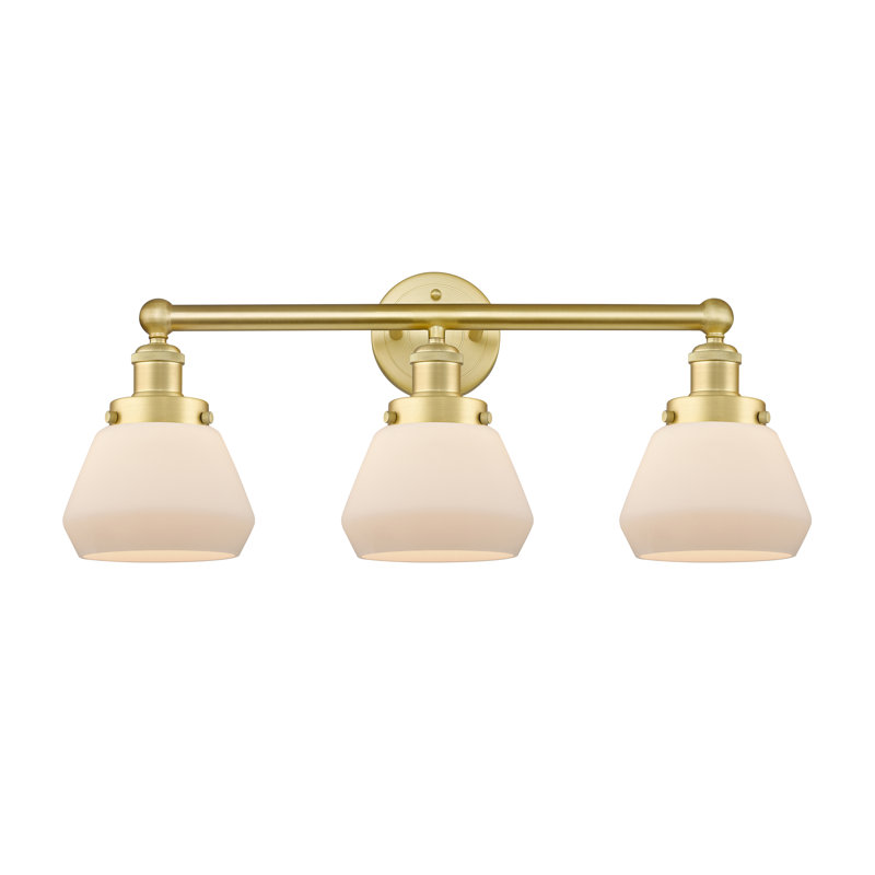 Éclairage de salle de bain à 3 lumières à intensité variable Rivka, Blanc mat, Or satiné