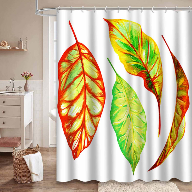 Feuilles d'automne décoratives d'automne avec fleurs sauvages et 12 crochets, L 72 po x l 84 po