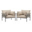 [Ensemble de 2] Méridienne en fer beige avec motif en corde tissée et coussins moelleux, parfait pour la détente intérieure et extérieure-113086525