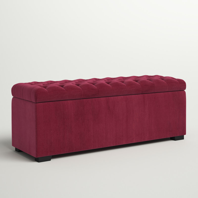 Banc de rangement rembourré Kranz, Velours bronze industriel