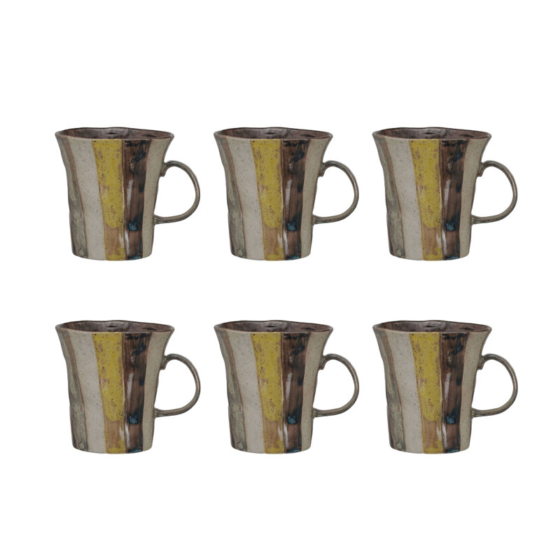 Grande tasse rustique en grès rayé