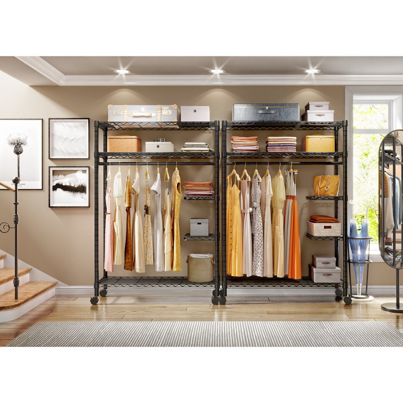45'' Metal Rolling Freestanding Garment Rack, Black