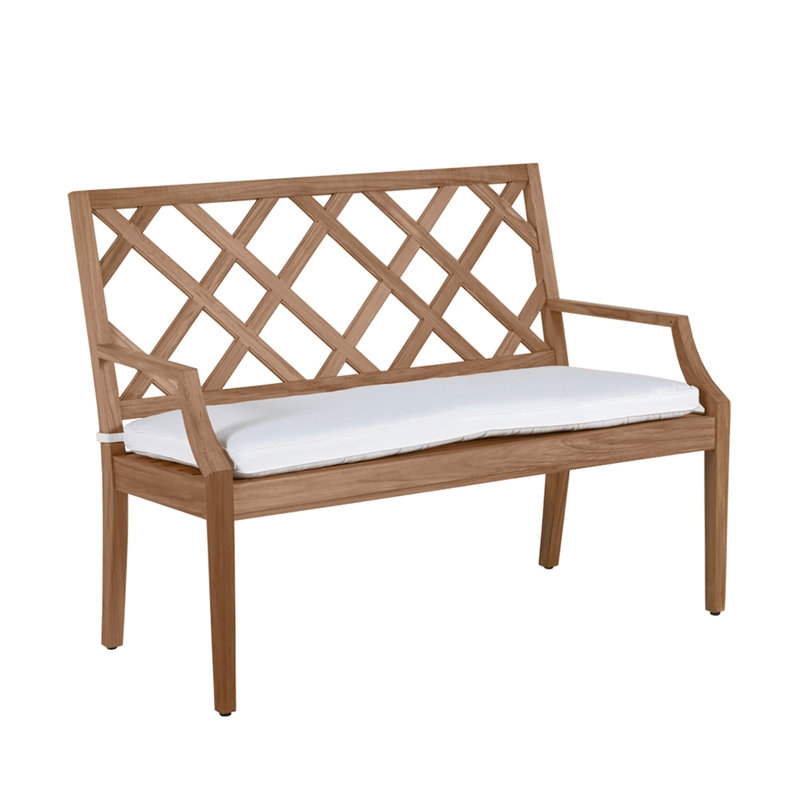 Haley Teak Garden Bench, No Welt, Tweed Toffee, Natural Teak