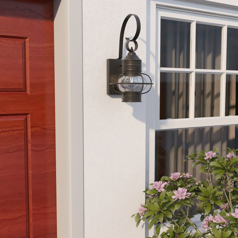 Cioffi Matte Black Outdoor Wall Lantern, 27.9cm H x 18.3cm W x 21.2cm D