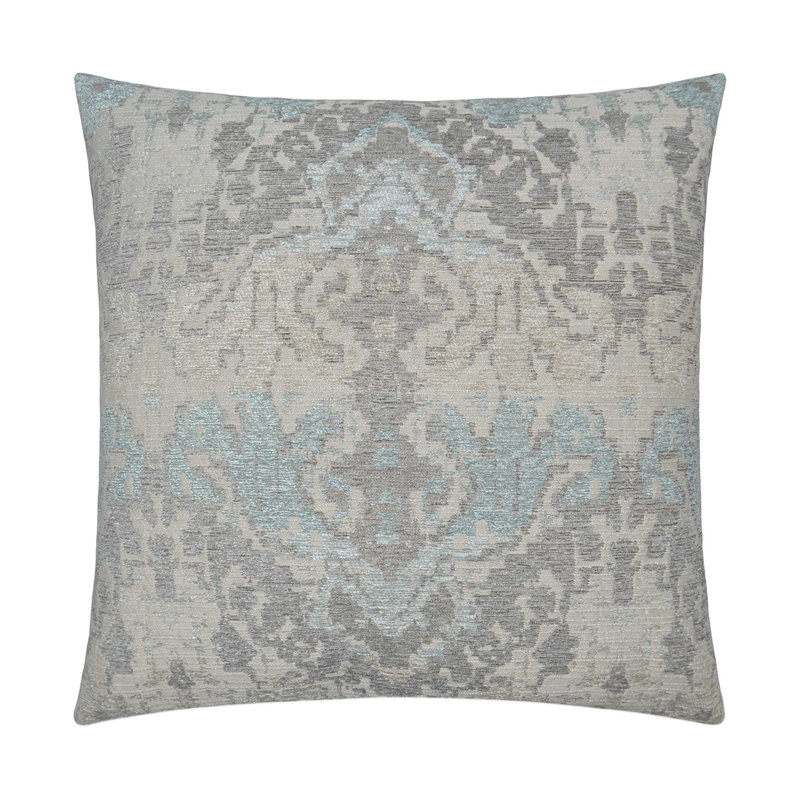 Artemis Square Pillow Cover & Insert, 24"H x 24"W, Mist Damask