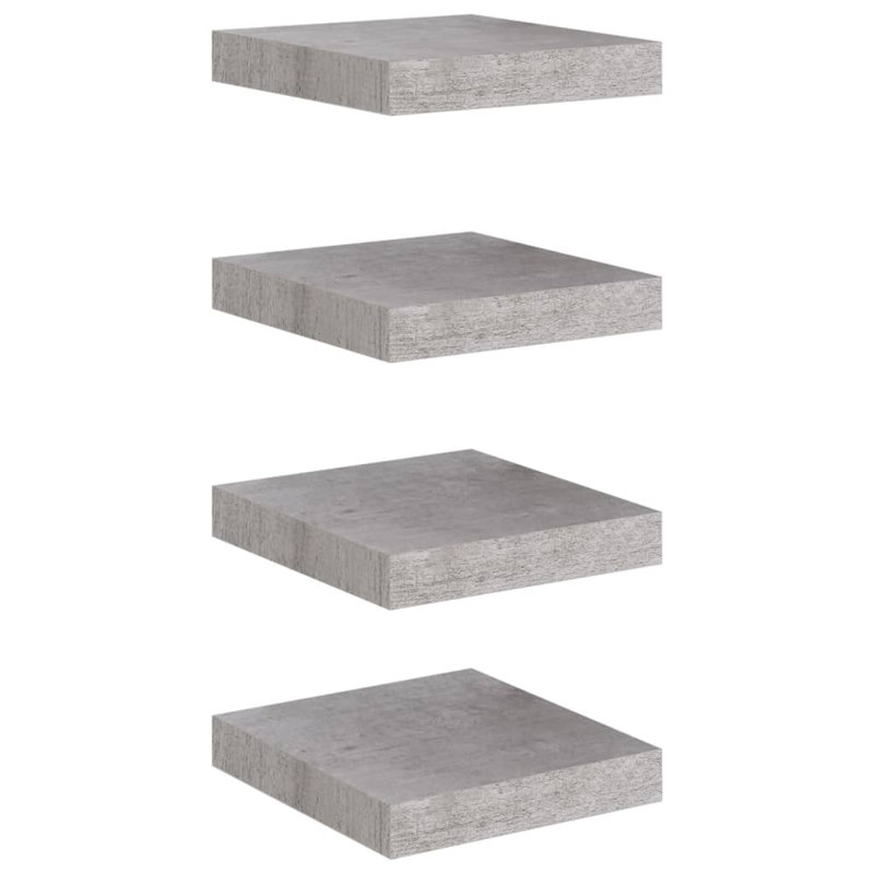 Gracie-Rose 4 Piece Picture Ledge Wall Shelf, Concrete Grey, 23 x 23.5 x 3.8 cm