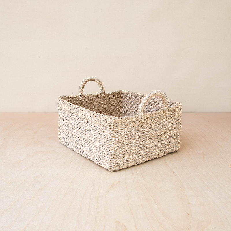 Natural Square Tabletop Basket with Handles