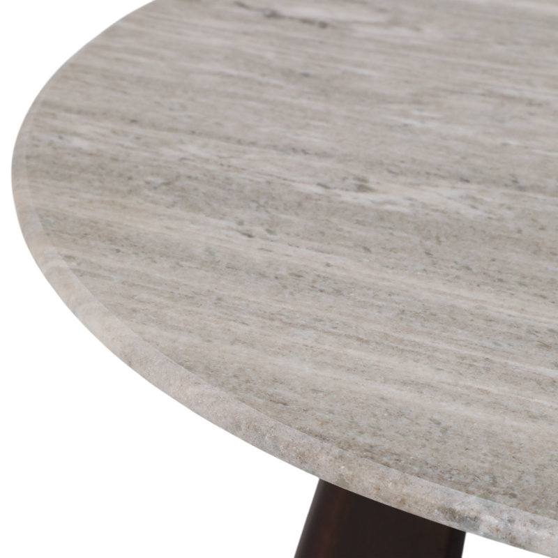 Table basse ronde, plateau en marbre et pieds en bois, parfaite pour toute table de salon, 30 po