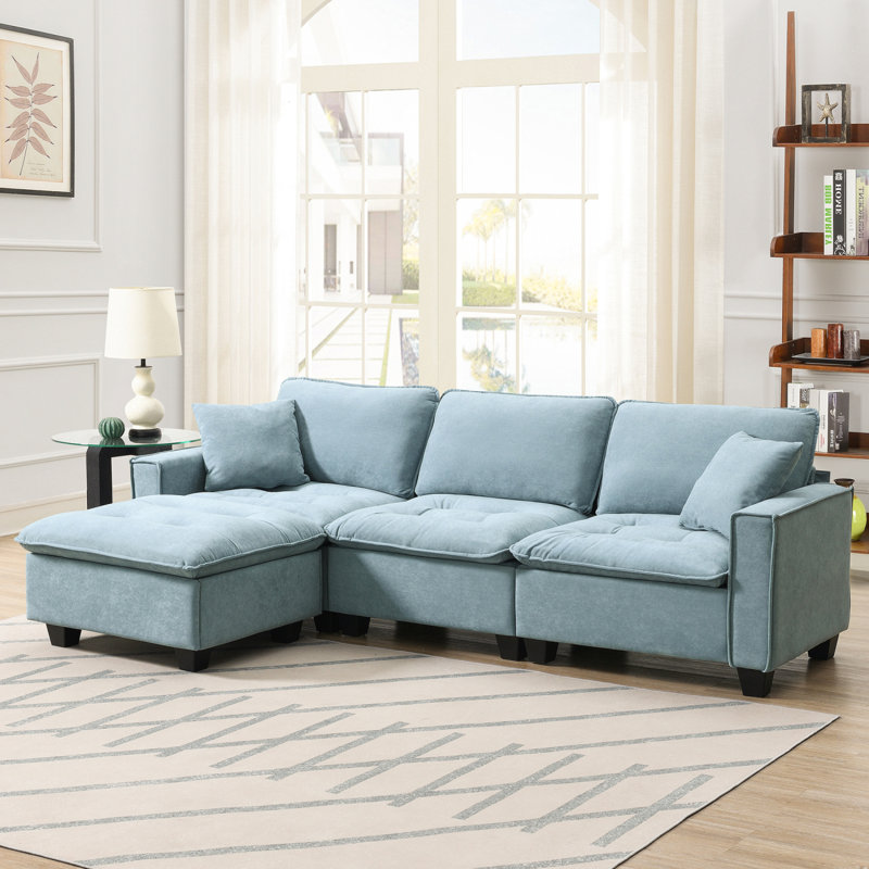 Canapé moderne 6006A-PAQUET, Suède bleu clair