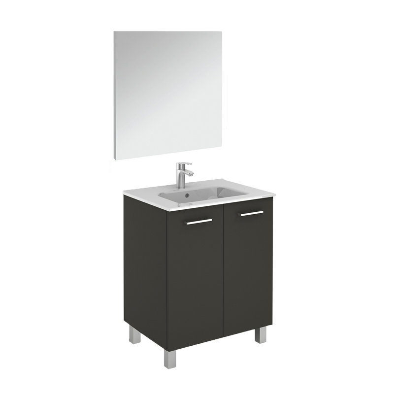 Ensemble de meuble-lavabo simple avec miroir Logic, Anthracite, 28"