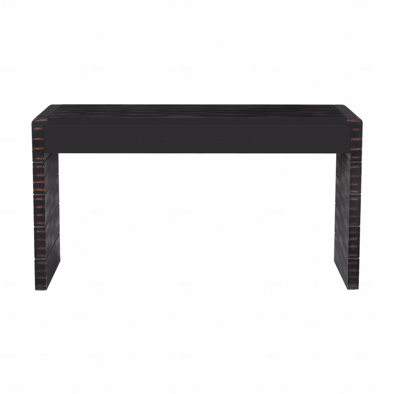 Curved Console Table, With Storage Wooden Entryway Table With 2 Drawers, Farmhouse Rustic For Entryway, Hallway, Living Room (Distressed Black)