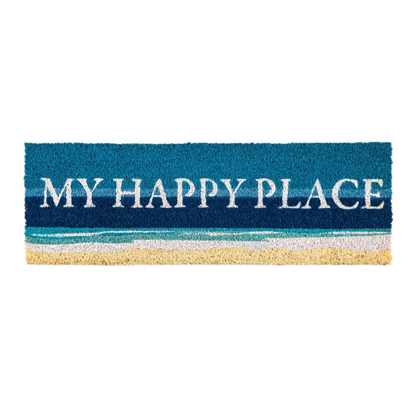Tapis de porte d'extérieur antidérapant 28,25 po x 9,25 po Jeovanni My Happy Place
