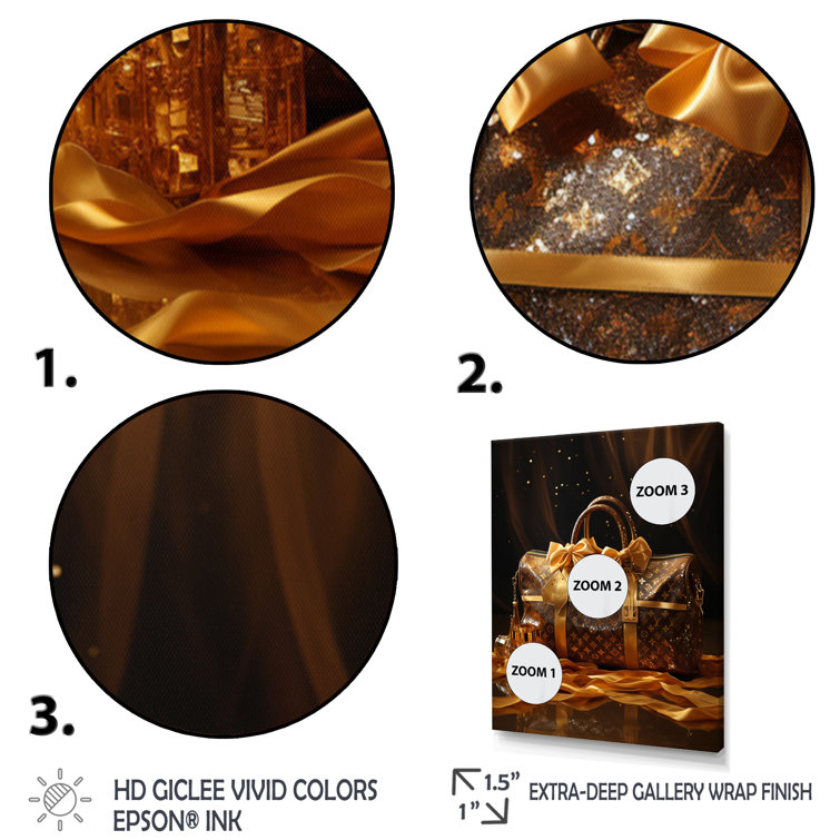 LV Golden Opulence Bag - Print Mercer41 Format: Gold Picture Framed, Size: 32 H x 16 W x 1 D