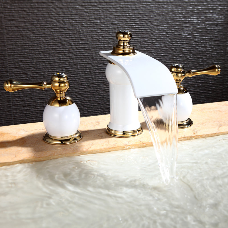 Angelo Widespread 2-handle Bathroom Faucet, White/Gold