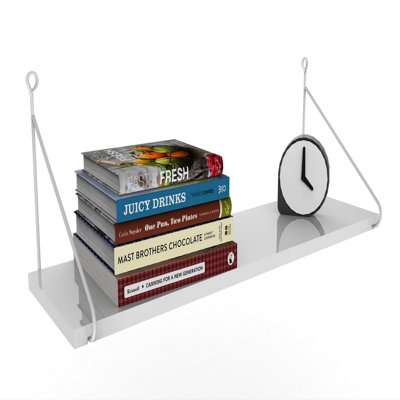 Modern Wall Shelf, 100% Melamine Coated Particle Board, White, 28.3 x 7.9 x 7.9 inches | Metal Bracket | Easy Wall Installation | Stylish & Functional Storage Solution for Home & Office Spaces