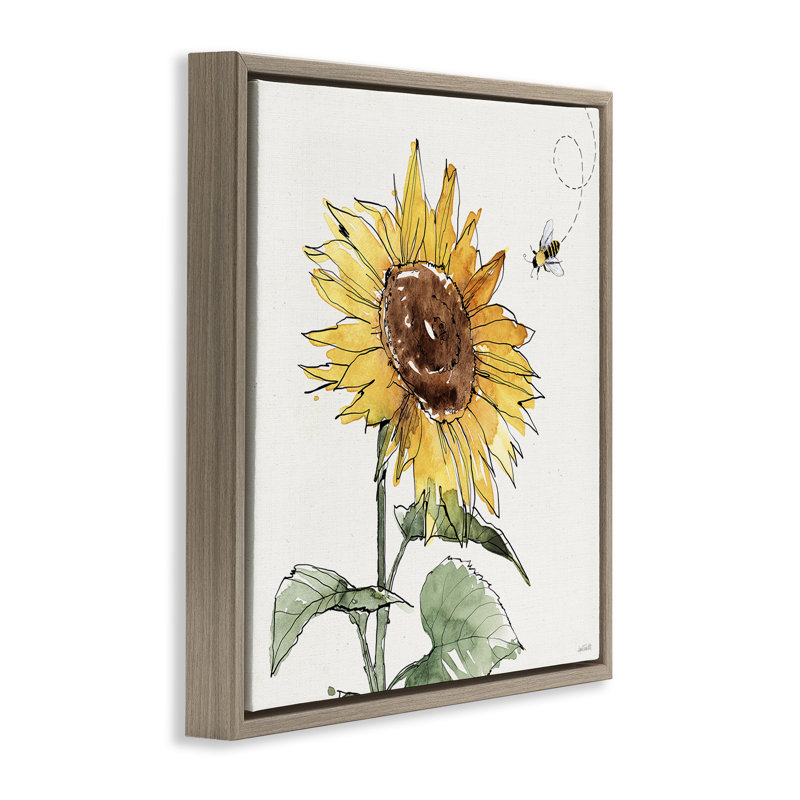 Tournesol joyeux, H 18 po x l 18 po, Cadre flottant orme Montalcino