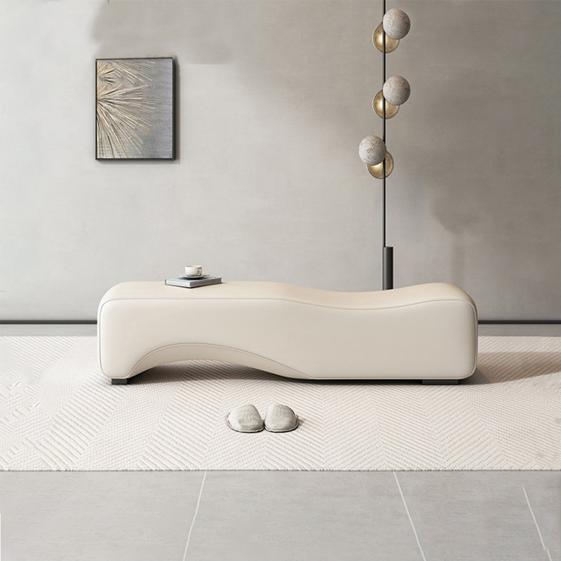 Banc rembourré Jacqueleen, Beige, H 17,71 po x l 47,24 po x P 19,68 po