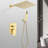 Wall Mounted 12" Rain Shower - Gold Brass, Self-cleaning Nozzle For An Attractive Bathroom, American Standard Pipe Brass Head Rain, Optimal Water Flow,-118034651