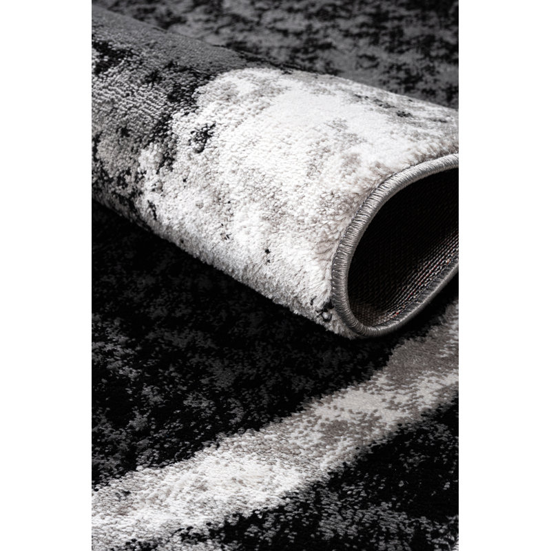 Abstract Area Rug, Black, Rectangle 160 x 230 cm