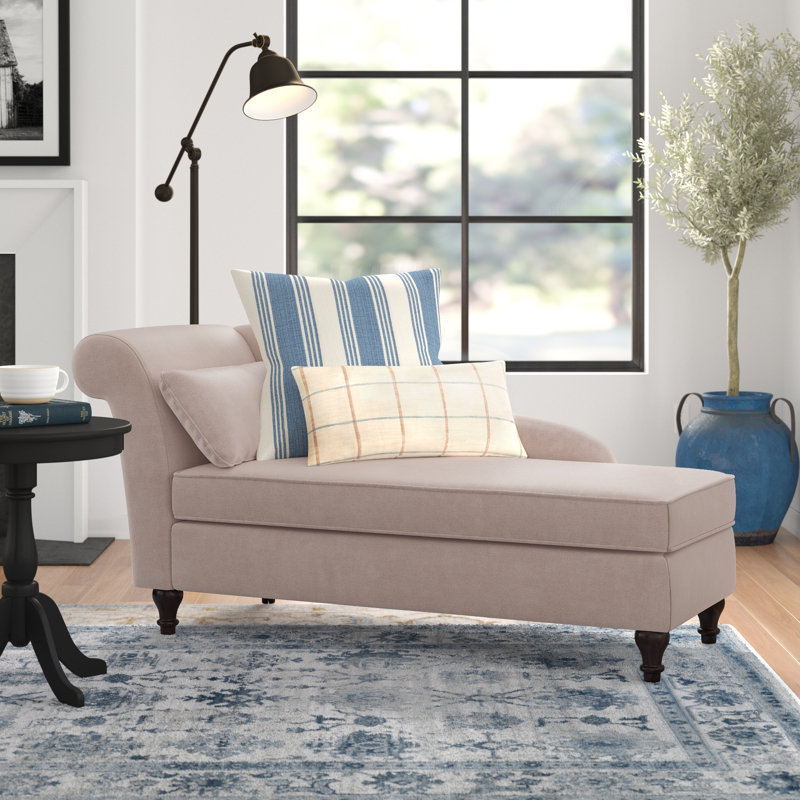 Chaise longue à accoudoir gauche avec rangement Rhoda