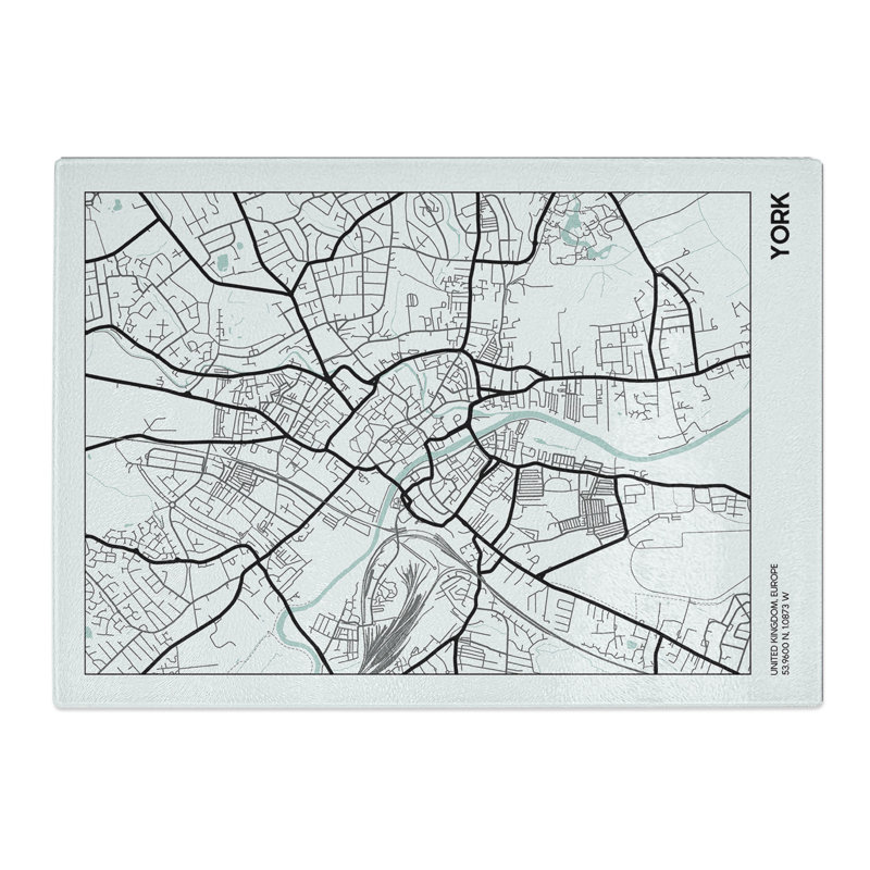 Map York UK Chopping Board, 28.5cm W x 39cm L