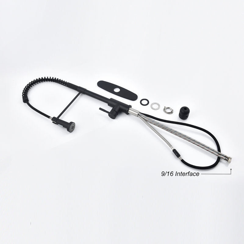 Robinet de cuisine avec douchette extractible, Noir mat