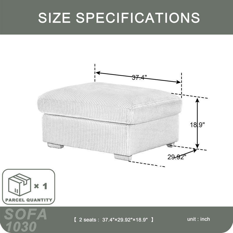 Upholstered Ottoman, Dark Gray