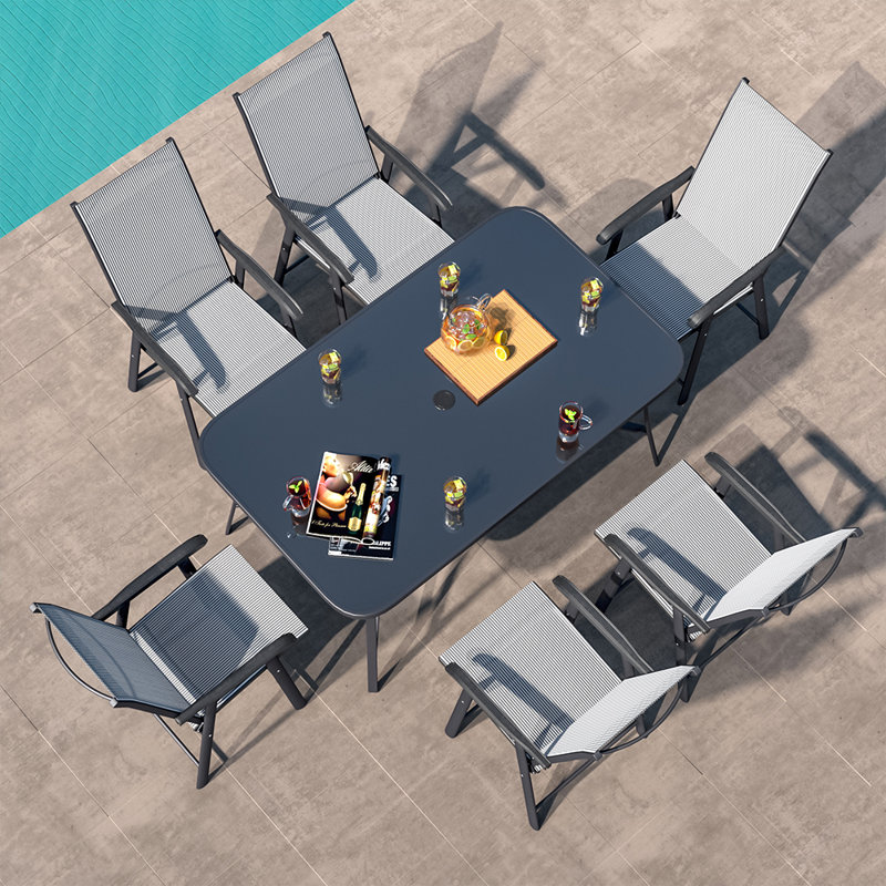 Brinley 6 - Person Patio Dining Set with Rectangular Table, 150cm