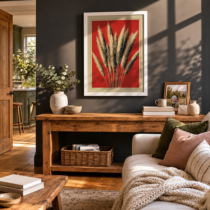 Wheat Sheaf Botanical - Framed Print, A1 - 84.1 x 59.4 cm, White