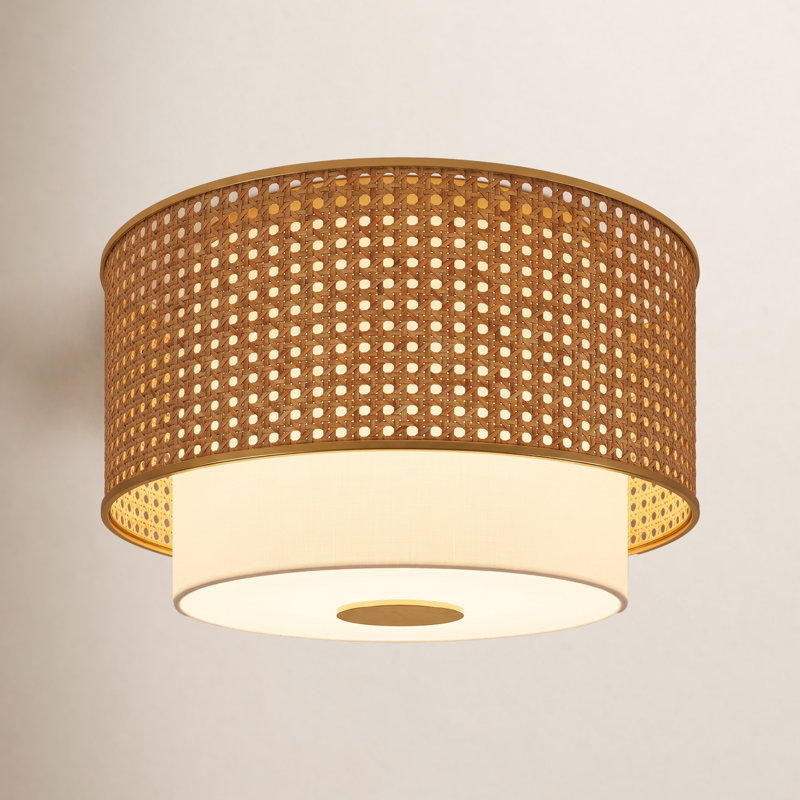 Sawyer 3 - Light Flush Mount, Blonde Rattan