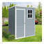 Remise de rangement extérieure en plastique 5 pi x 3 pi en résine avec plancher et porte verrouillable pour la cour arrière, pelouse, gris