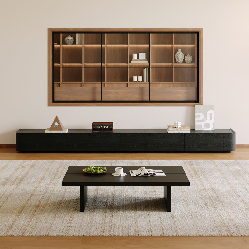 Meuble télé 114 po Modern Black, H 11,4 po x L 114,2 po x l 15,7 po