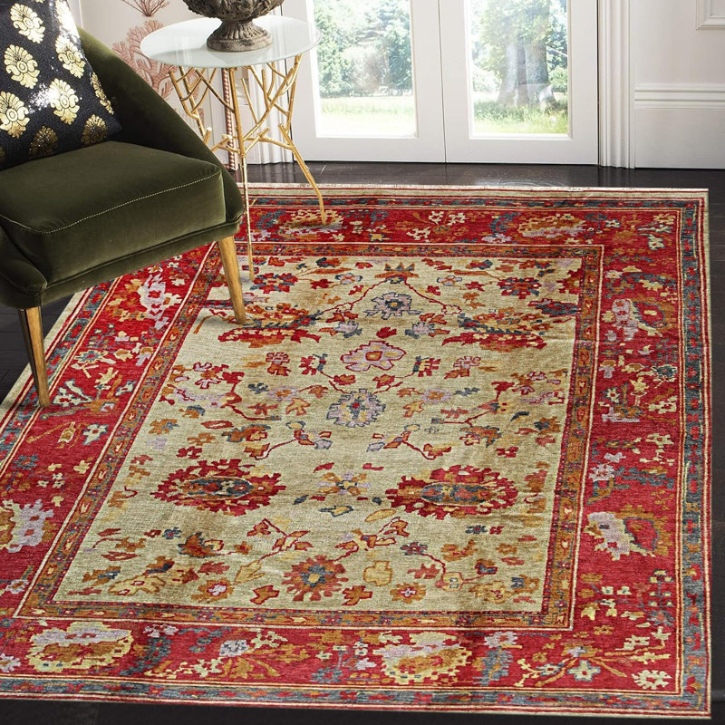 Red Hand Knotted Area Rug