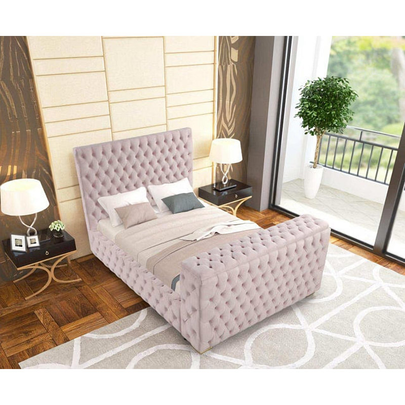 Upholstered TV Bed Storage Bed, King