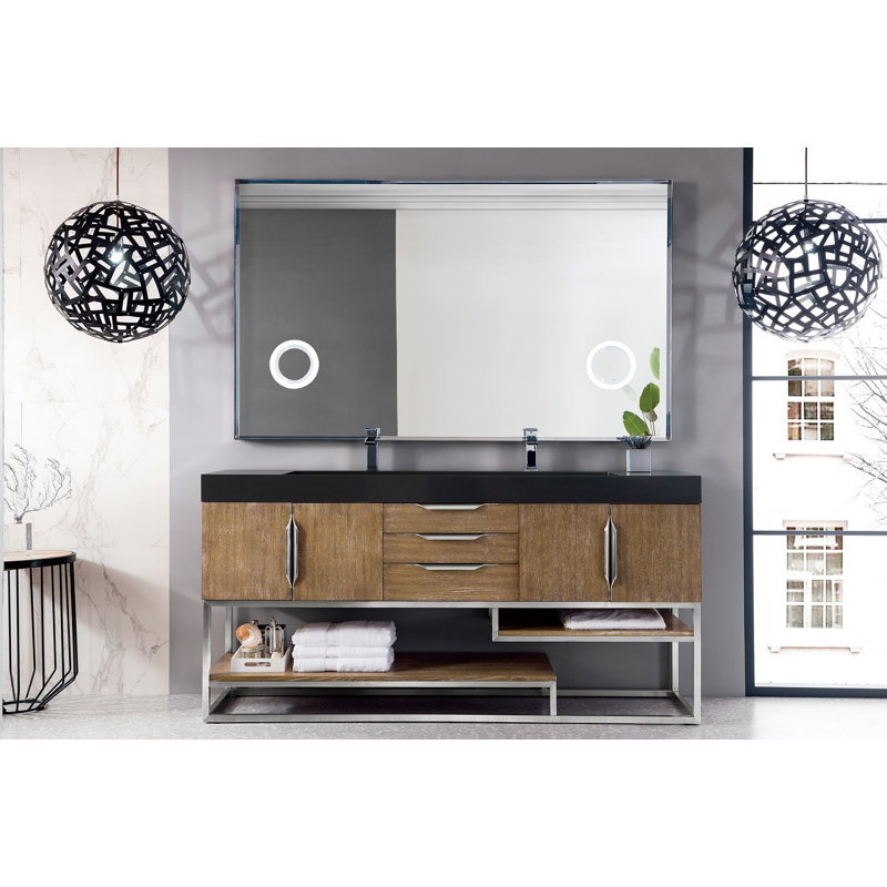 Columbia 72'' W Single Vanity, Glossy White, Dusk Gray, Brushed Nickel