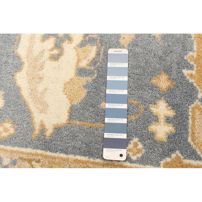 Tapis décoratif en laine noué à la main de conception unique 6 pi 1 po x 8 pi 11 po Dezzie Ivoire/gris