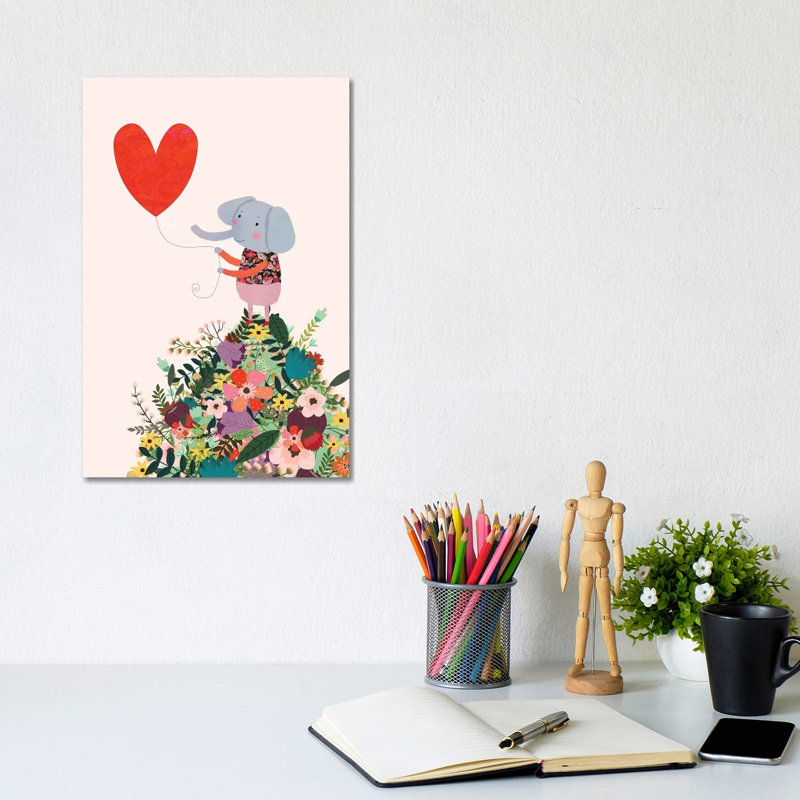 Elephant Heart by Mia Charro - Wrapped Canvas Gallery-Wrapped Canvas Giclée, 20.32 cm H x 30.48 cm W