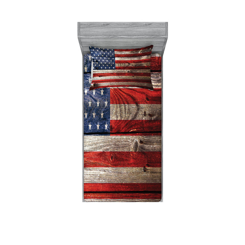 Drap-housse et coussin décoratif Ambesonne, Ensemble de draps pour lit simple + 3 pièces supp