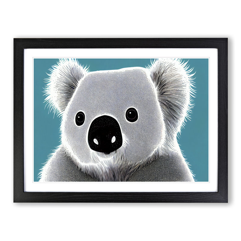 Cute Koala Bear - Framed Print, Black, 46cm H x 64cm W x 2cm D
