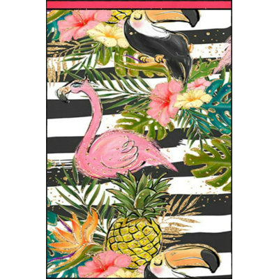 Pink Swan Animal Modern Floral Gray Striped Decorative Carpet