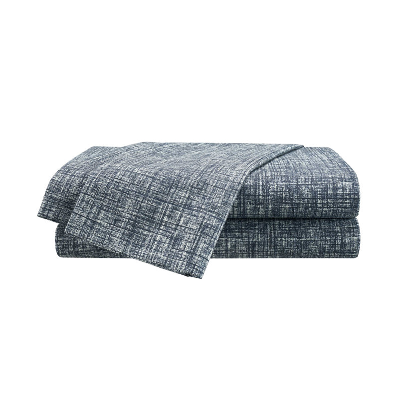Crosshatch Microfiber, Blue Crosshatch, Twin Sheet Set with 1 Pillowcase