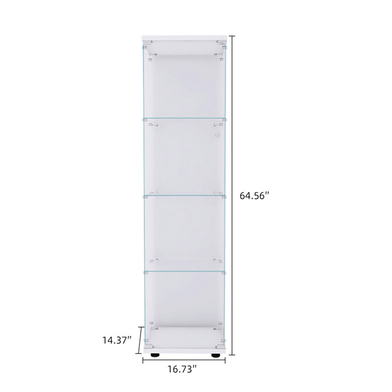 Armoire à une porte en verre blanc avec 4 tablettes - option de rangement contemporaine
