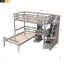 Lit mezzanine simple avec lit autonome, escalier de rangement, bureau, tablettes et tiroirs-613718708