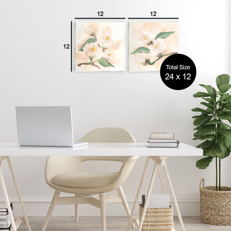 Ensemble de 2 plaques murales Faded Dimensional Magnolias, design par Chris Paschke